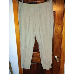 Ellen Tracy Linen Blend Pull On Cropped Pants Olive Green Size L